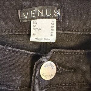 VENUS Black Jeans with Branded Silver Button